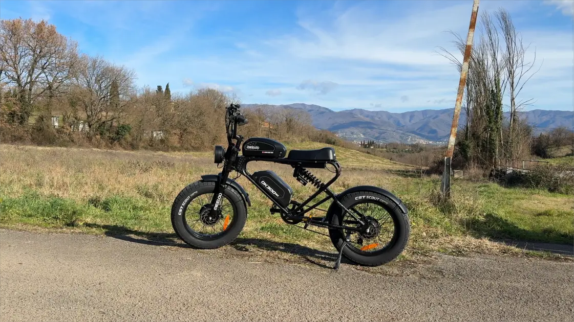 Dual motor ebike riding on a rugged off-road trail
