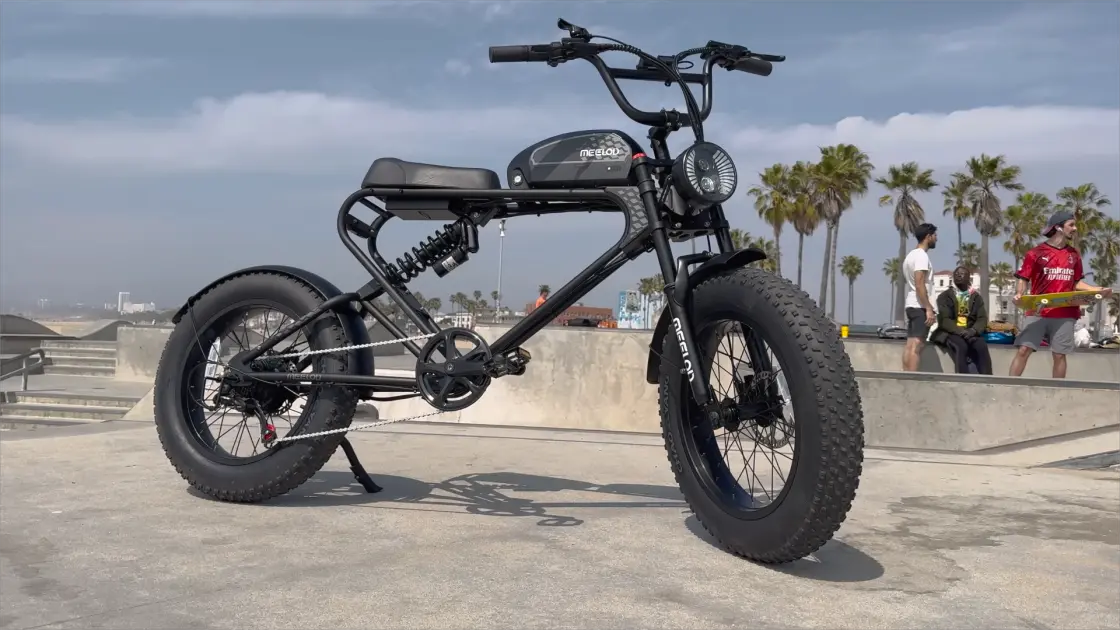fat tire e-bike climbing a sandy trail